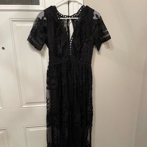 Womens black lace dress